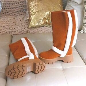 DUMBO Faux Suede Boots Chestnut NIB Sz 36 EU, 5.5 US